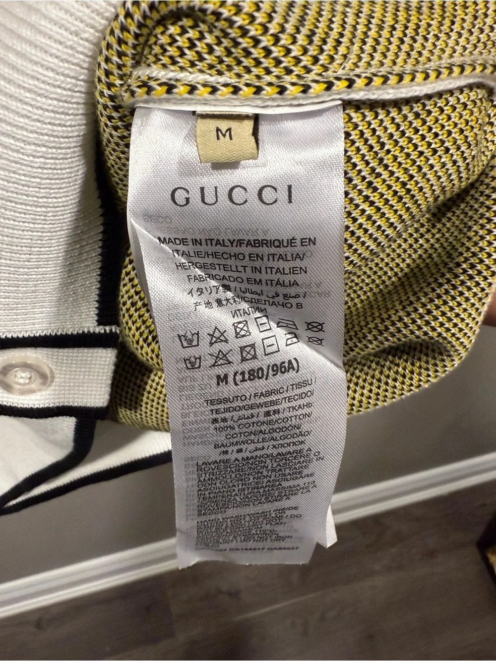 Gucci GG-intarsia knitted monogram White & Yellow Knit Polo w/shorts (Set)
